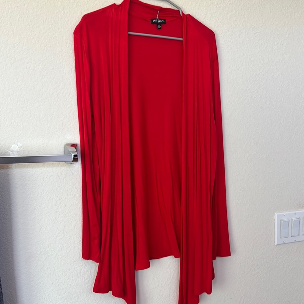 Lightweight red spandex cardigan